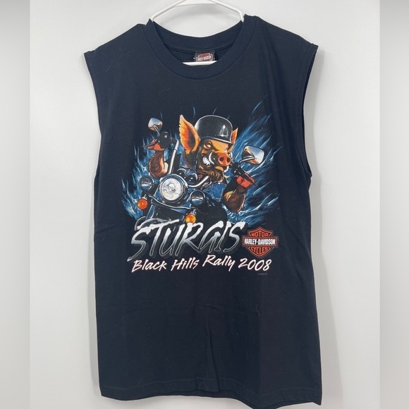 Vtg HARLEY DAVIDSON STURGIS Black Hills RALLY 2008 Tank Top Hawg Muscle T Shirt - Picture 1 of 4